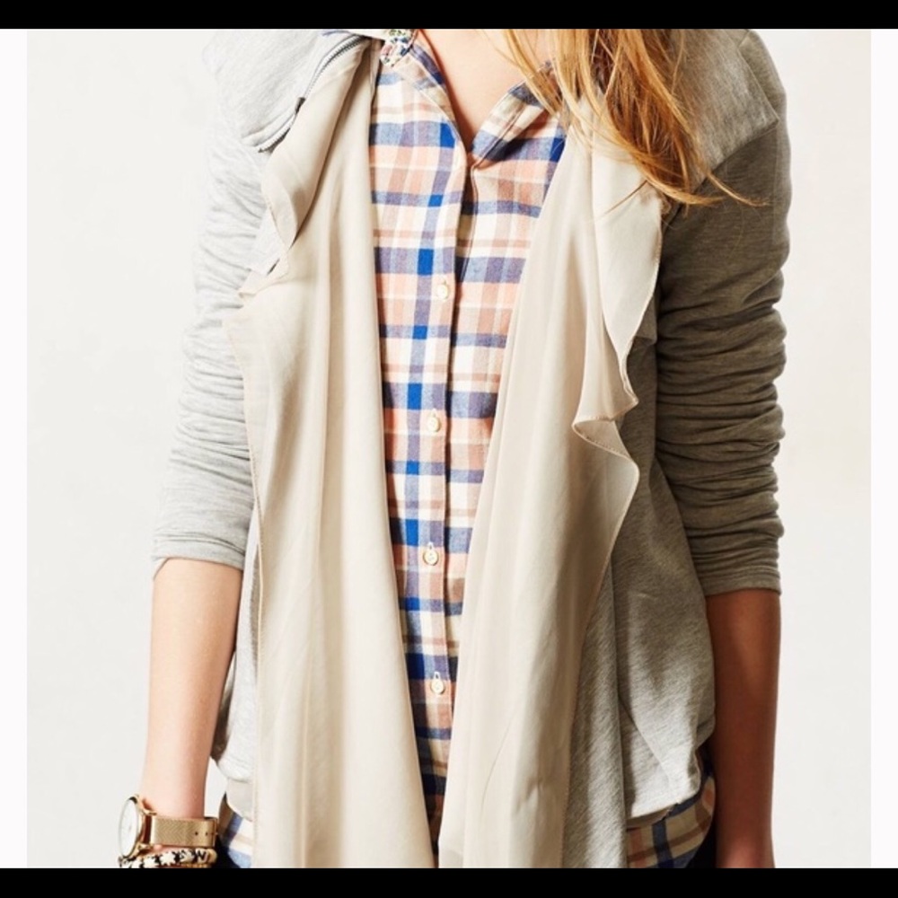 Anthropologie Bordeaux Eunoia soft grey cardigan